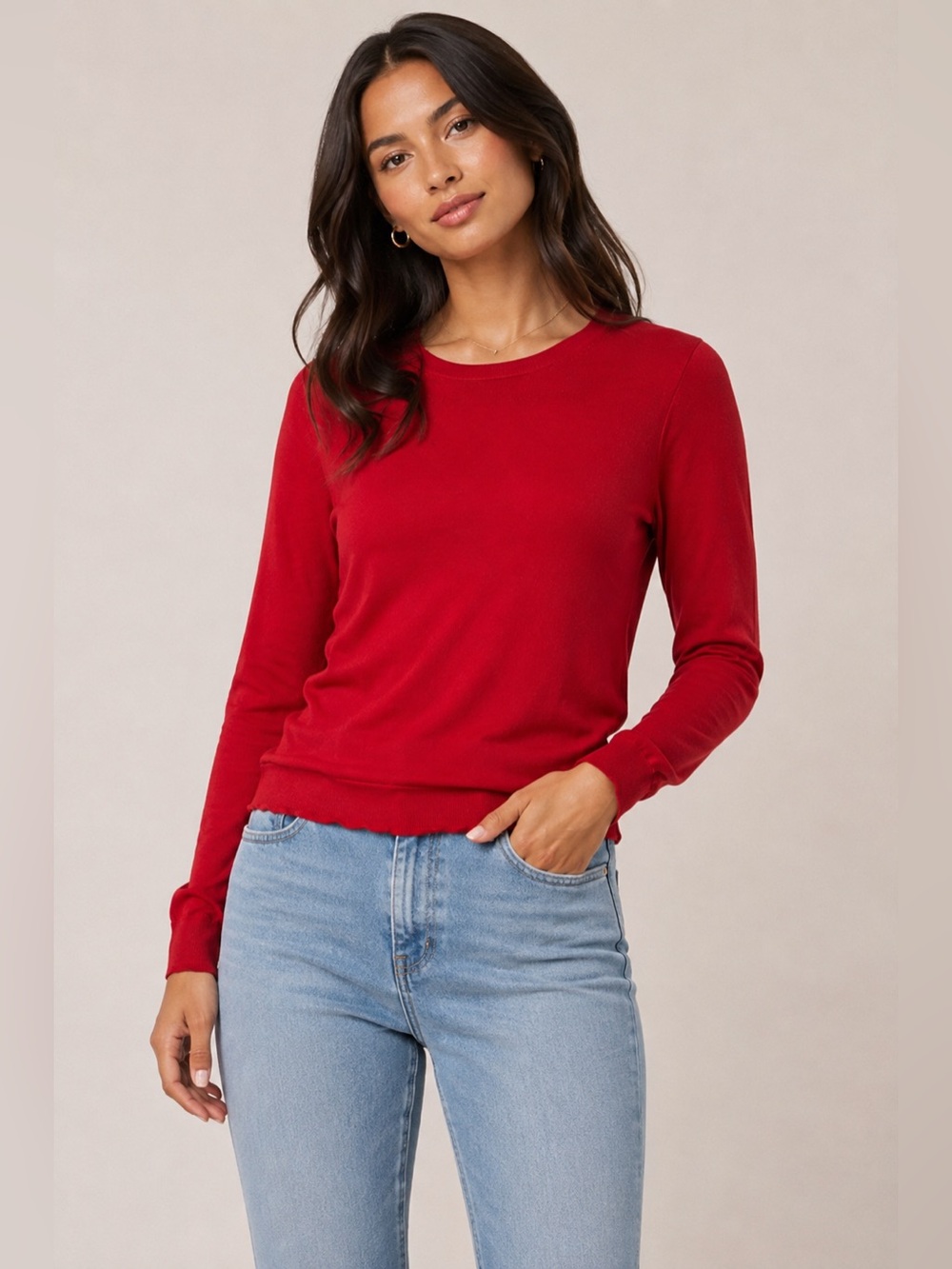 J. Crew Women's Red Long-Sleeve Sweater🌹❤️